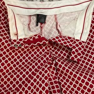 New Directions Red and White Patterned Pants! Worn once. Christmas is coming!!!